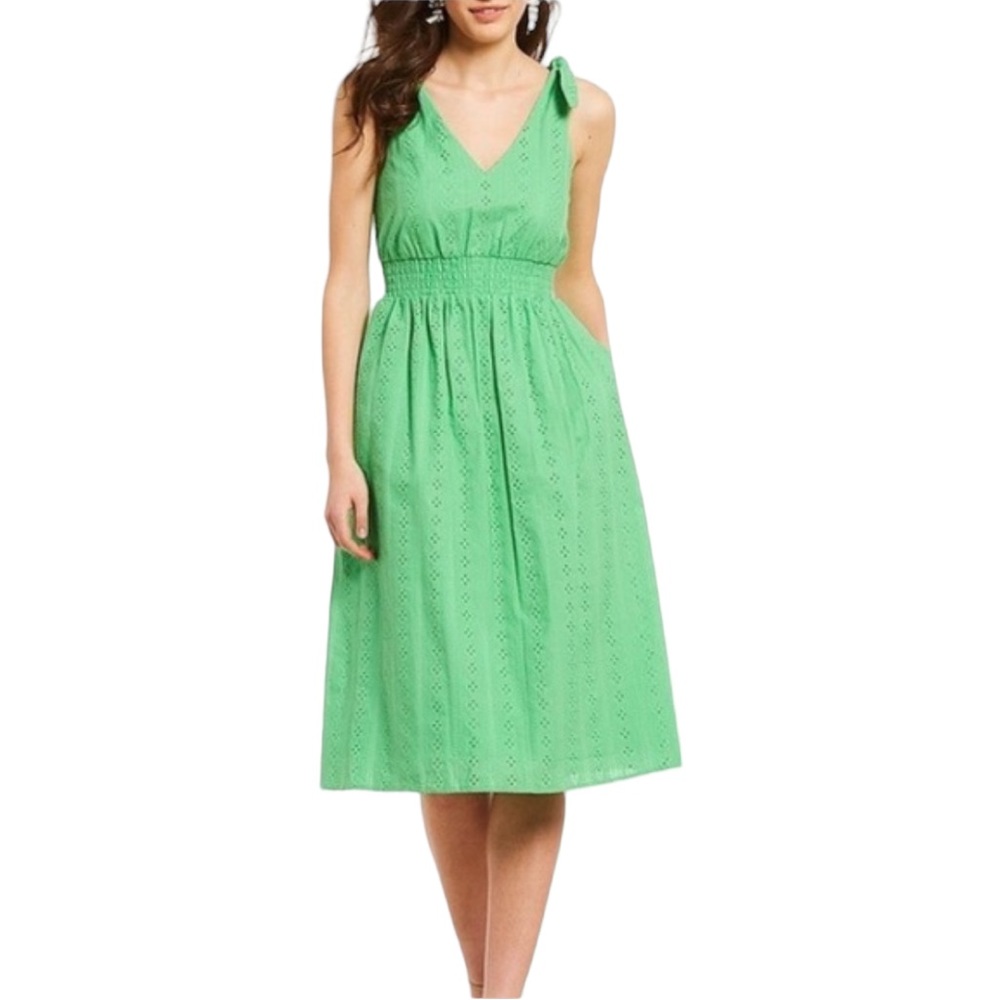 Cremiux Green Eyelet “Vera” Midi Sun Dress